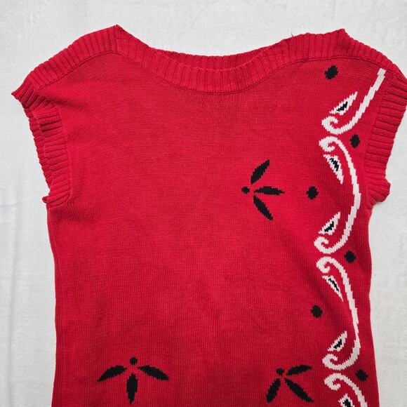 Breckenridge Womens Vintage 90s Western Cottage Bandana Knit Tunic Sweater M - Picture 2 of 12